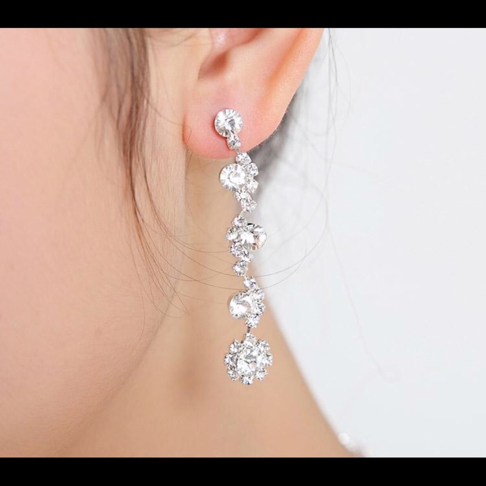 Flower bling necklace earring set prom homecoming - Picture 2 of 4